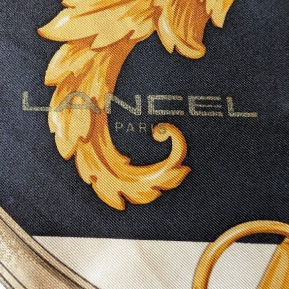 Vintage Lancel Paris Silk Scarf Equestrian Chain Print Luxury Accessory - Picture 6 of 7